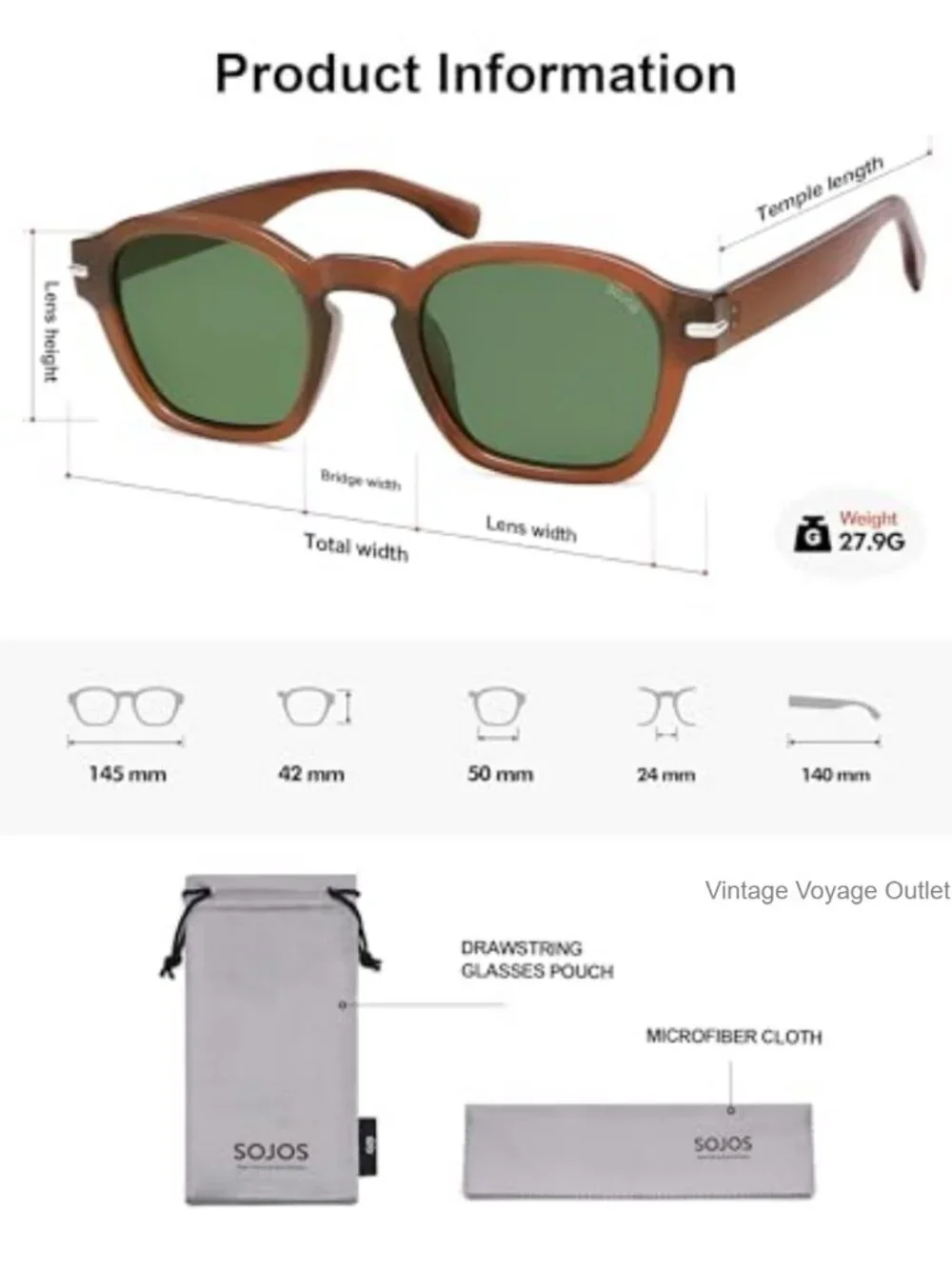 Vintage Retro Square Polarized Sunglasses UV400 for Men Women Driving Shades